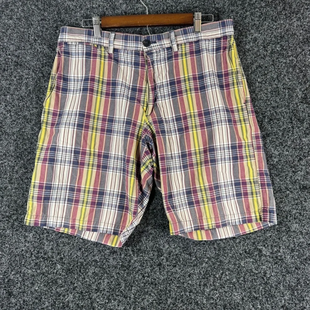 Banana Republic Mens Plaid Cotton Shorts Size 34 Multi Color Check RN 54023
